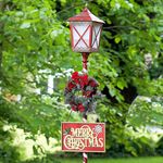 Standing Christmas Lantern w/Wreath & LED Light