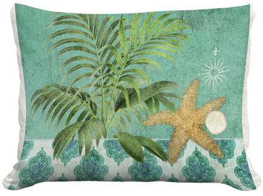 Starfish and Palm Outdoor Pillow - Click to enlarge