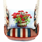 Stars & Stripes Geranium Barrel Hammock Chair Swing Set