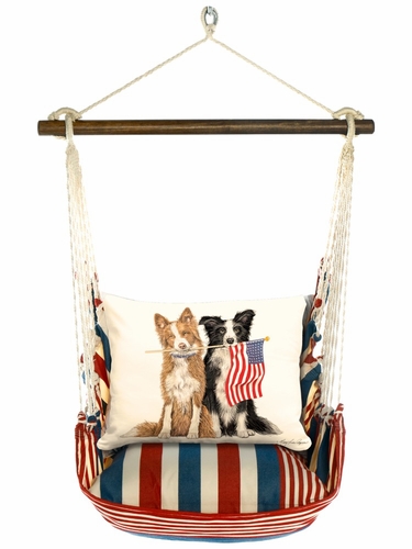 Stars & Stripes Patriotic Collies Hammock Chair Swing Set - Click to enlarge