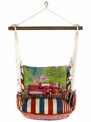 Stars & Stripes Patriotic Red Truck Hammock Chair Swing Set - Click to enlarge