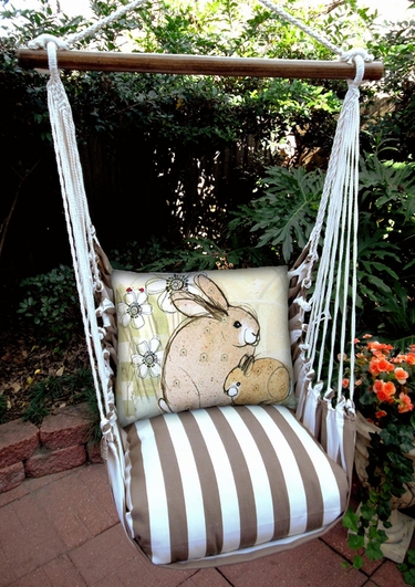 Striped Chocolate Bunny Rabbits Hammock Chair Swing Set - Click to enlarge