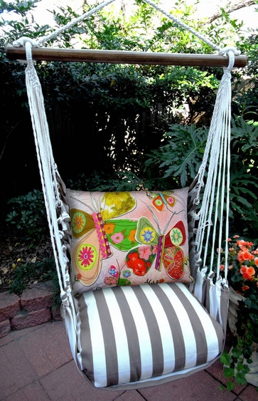 Striped Chocolate Butterfly Heartstrings Hammock Chair Swing Set - Click to enlarge