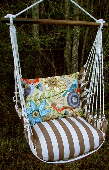 Striped Chocolate Garden Hammock Chair Swing Set - Click to enlarge