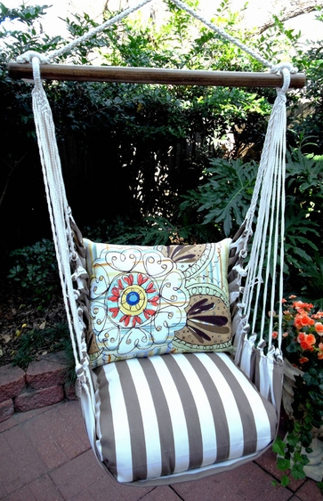 Striped Chocolate Henna Art Hammock Chair Swing Set - Click to enlarge