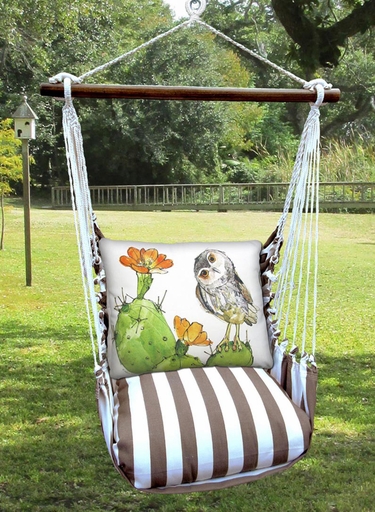 Striped Chocolate Owl on Cactus Hammock Chair Swing Set - Click to enlarge