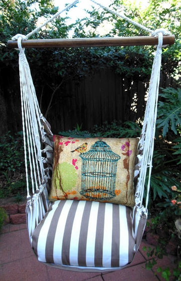 Striped Chocolate Prism Garden Hammock Chair Swing Set - Click to enlarge