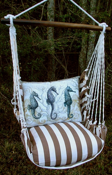 Striped Chocolate Seahorses Hammock Chair Swing Set - Click to enlarge