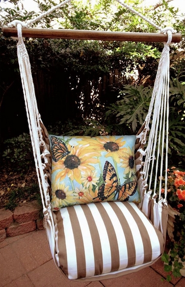 Striped Chocolate Sunflowers w/2 Butterflies Hammock Chair Swing Set - Click to enlarge