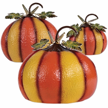 Striped Metal Pumpkins (Set of 3) - Click to enlarge