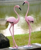 Stylized Pink Metal Flamingos (Set of 2)