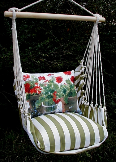 Summer Palms Red Geranium Hammock Chair Swing Set - Click to enlarge