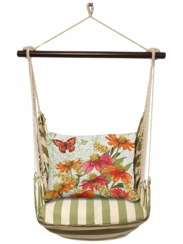 Summer Palms Zinnias Toile Hammock Chair Swing Set - Click to enlarge