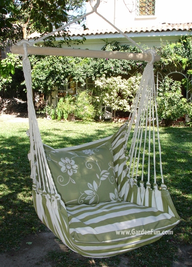 Summer Stripe Toile Hammock Chair Swing Set - Click to enlarge