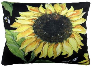 Sunflower and Bee I Outdoor Pillow - Click to enlarge