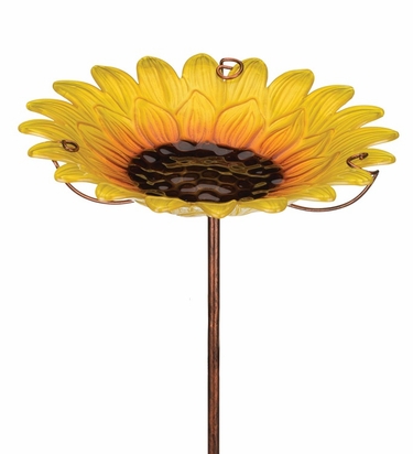 Glass Sunflower Bird Bath/Feeder Stake - Click to enlarge
