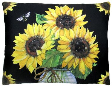 Sunflower Bunch w/Bee Outdoor Pillow - Click to enlarge