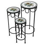 Set of 3 Mosaic Sunflower Plant Stands