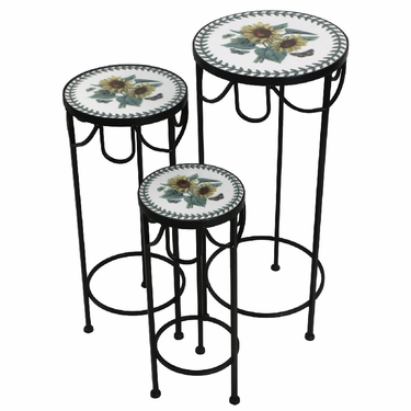 Set of 3 Mosaic Sunflower Plant Stands - Click to enlarge
