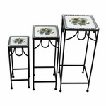 Set of 3 Square Mosaic Sunflower Plant Stands