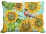 Sunflowers and Robin Outdoor Pillow Sunflowers and Robin Outdoor Pillow