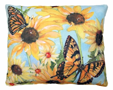 Sunflowers w/2 Butterflies Outdoor Pillow - Click to enlarge