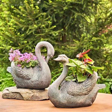 Magnesium Swan Planters (Set of 2) - Click to enlarge