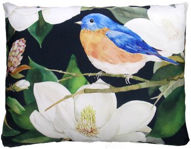 Sweet Magnolia w/Blue Bird Outdoor Pillow - Click to enlarge
