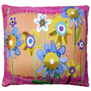 Sweet Painterly Flowers Outdoor Pillow - Click to enlarge