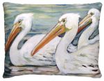 Swimming Pelicans Outdoor Pillow