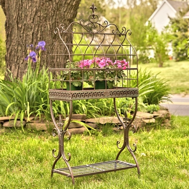 Tall Iron Cage Plant Stand - Antique Bronze - Click to enlarge