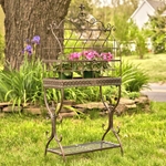 Tall Iron Cage Plant Stand - Antique Bronze