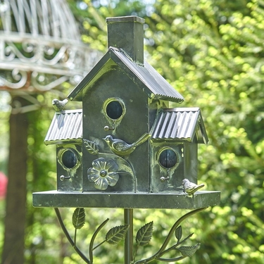 Galvanized Birdhouse with Tall Chimney - Click to enlarge