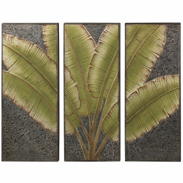 Tall Green Leaves Wall Decor - 3 Piece Set - Click to enlarge