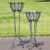 Tall Iron Basket Plant Stands (Set of 2) - Antique Blue