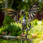 Tall Iron Dragon Swinging Garden Stake "Sunfyre"