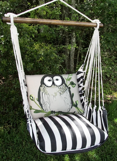 True Black Chubby Owl Hammock Chair Swing Set - Click to enlarge