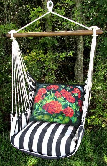 True Black Red Geranium Hammock Chair Swing Set - Click to enlarge