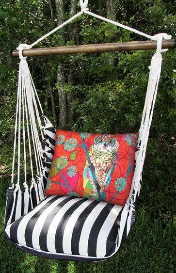 True Black Red Owl Hammock Chair Swing Set - Click to enlarge