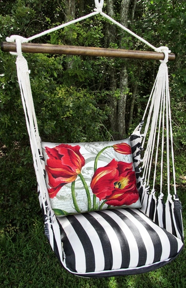 Ticking Black Tulips Hammock Chair Swing Set - Click to enlarge