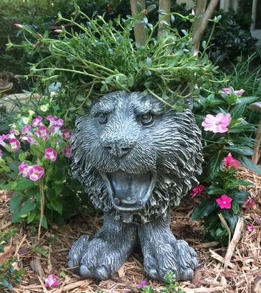 Tiger Mascot Planter - Graystone Finish - Click to enlarge