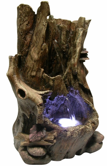 Tree Trunk Tabletop Fountain w/LED Light - Click to enlarge