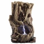 Tree Trunk Tabletop Fountain w/LED Light
