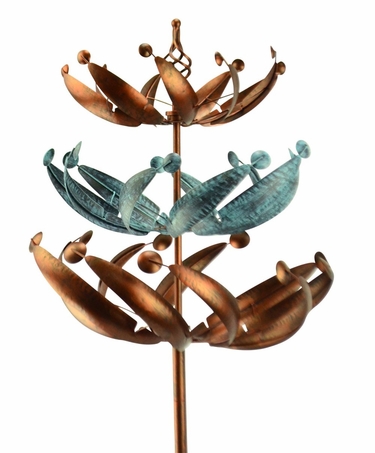 Triple Blue and Bronze Wind Spinner Stake - Click to enlarge