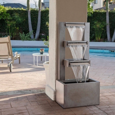 Triple Waterfall Metal Fountain - Click to enlarge