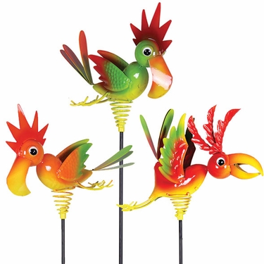 Tropical Bird Garden Stakes (Set of 3) - Click to enlarge