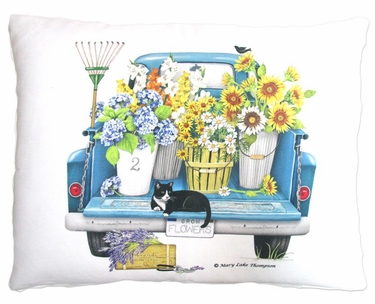 Truck w/Flowers Outdoor Pillow - Click to enlarge