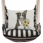 True Black Collie with Sunflowers Hammock Chair Swing Set