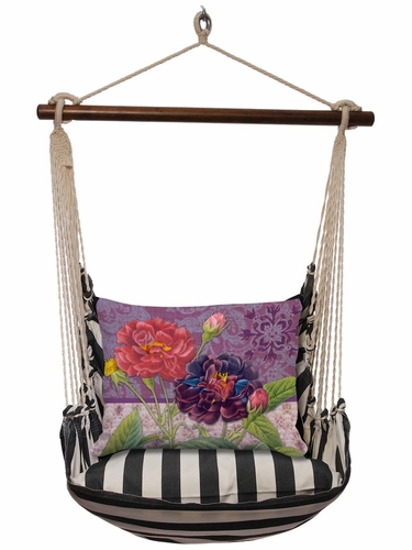 True Black Roses on Purple Hammock Chair Swing Set - Click to enlarge