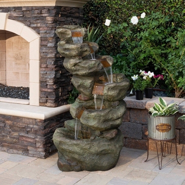 Tumbling Brook Outdoor Fountain w/LED Lights - Click to enlarge
